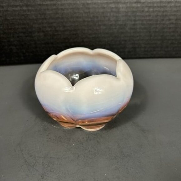 Vintage Duncan Miller Pink Opalescent Glass 5”‎ Hair Receiver w/Rim Footed Bowl - Picture 4 of 16